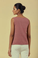 Maya Maroon A-line Handwoven Striped Top