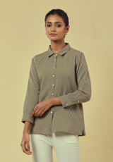 Maya Olive Green Handwoven Striped Shirt