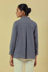 Maya Navy Handwoven Striped Shirt