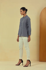 Maya Navy Handwoven Striped Shirt