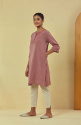 Maya Maroon Classic Handwoven Striped Kurta