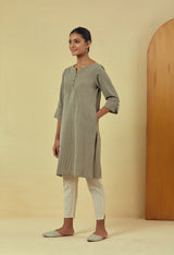 Maya Olive Green Classic Handwoven Striped Kurta