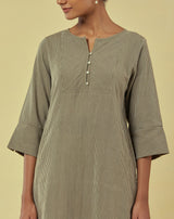 Maya Olive Green Classic Handwoven Striped Kurta