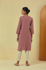 Maya Maroon Handwoven Striped Flared Kurta