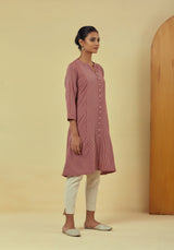 Maya Maroon Handwoven Striped Flared Kurta