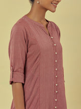 Maya Maroon Handwoven Striped Flared Kurta