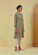 Maya Olive Green Handwoven Striped Flared Kurta