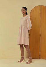 Liana Mud Pink Knee Length Dress With Hand Embroidery