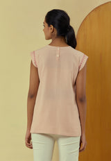 Liana Mud Pink Hand Embroidered Drop Shoulder Top