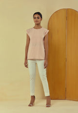 Liana Mud Pink Hand Embroidered Drop Shoulder Top