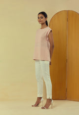 Liana Mud Pink Hand Embroidered Drop Shoulder Top