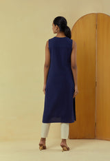 Liana Indigo Sleeveless Kurta with Hand Embroidery