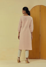 Liana Mud Pink Classic Kurta With Hand Embroidery