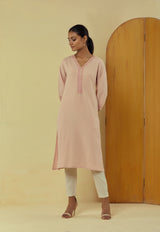 Liana Mud Pink Classic Kurta With Hand Embroidery