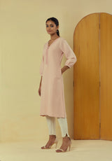 Liana Mud Pink Classic Kurta With Hand Embroidery