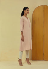 Liana Mud Pink Classic Kurta With Hand Embroidery