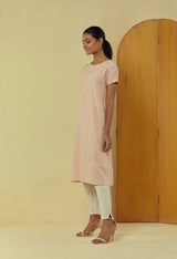 Liana Mud Pink Kurta Cum Dress With Hand Embroidery