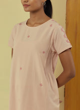 Liana Mud Pink Kurta Cum Dress With Hand Embroidery