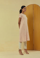 Liana Mud Pink Kurta Cum Dress With Hand Embroidery