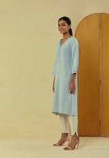 Liana Powder Blue Classic Kurta With Hand Embroidery