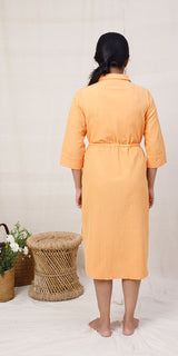 Rangeeli Orange Shirt Dress With Draw String At Waist