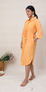 Rangeeli Orange Shirt Dress With Draw String At Waist