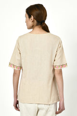 Noorbagh Top With Stitch Down Box Pleat Detailing