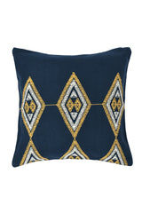 Suti Diamond Motif Extra Weft Woven 16X16 Cushion Cover in Navy