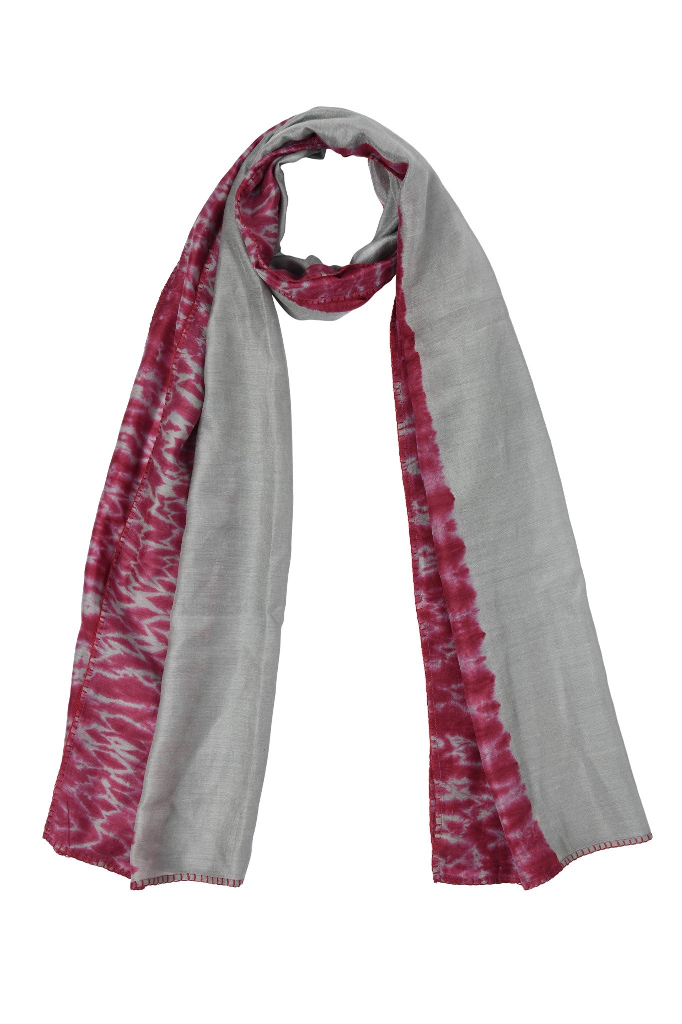 Reshmi Purple and Grey Shibori Tie-Dye Bamboo Silk Stole
