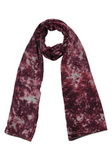 Reshmi Maroon and Grey Marble Tie-Dye Bamboo Silk Stole