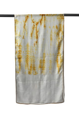 Reshmi Yellow and Grey Shibori Tie-Dye Bamboo Silk Stole