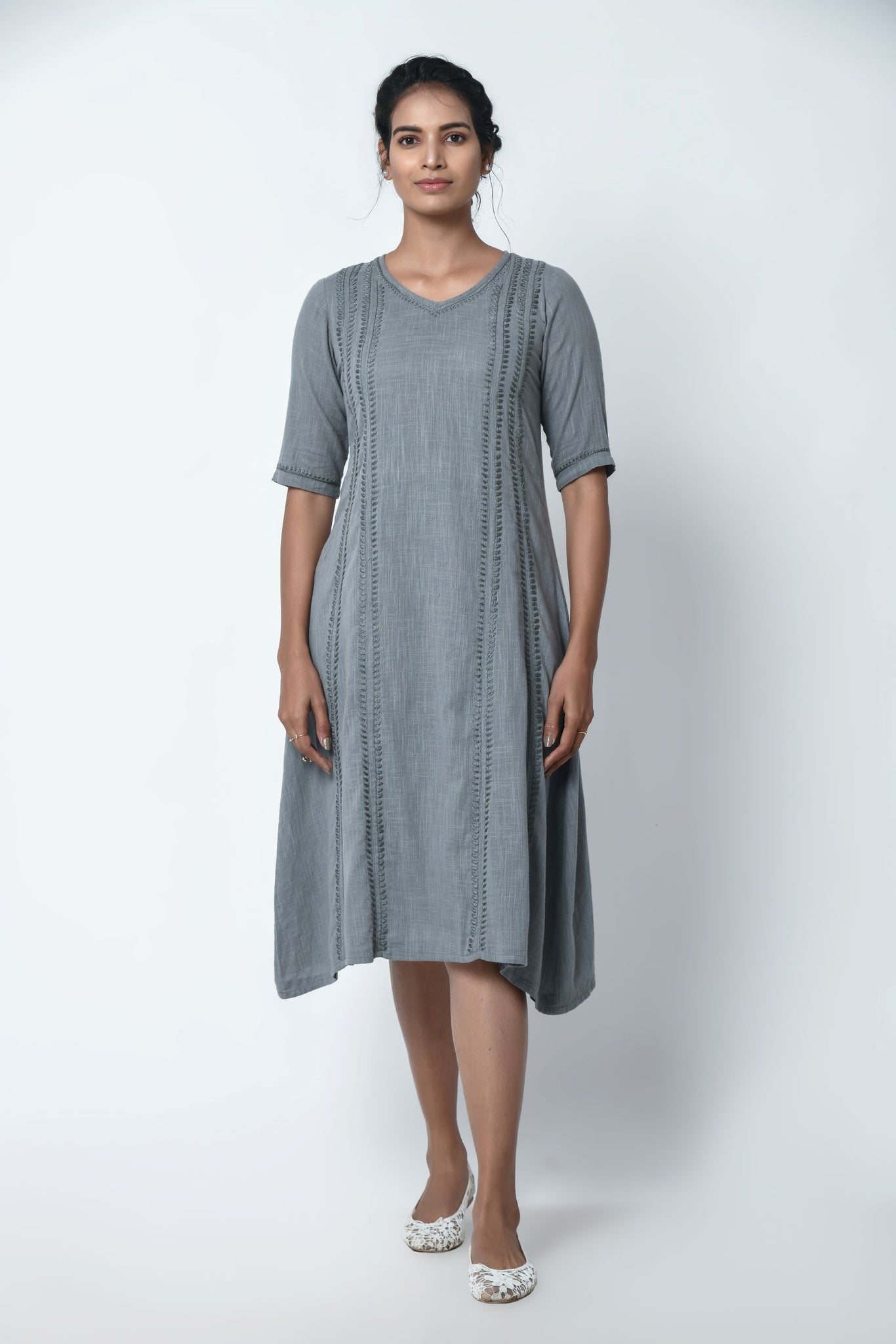 Phagun Lava Grey Panel Dress