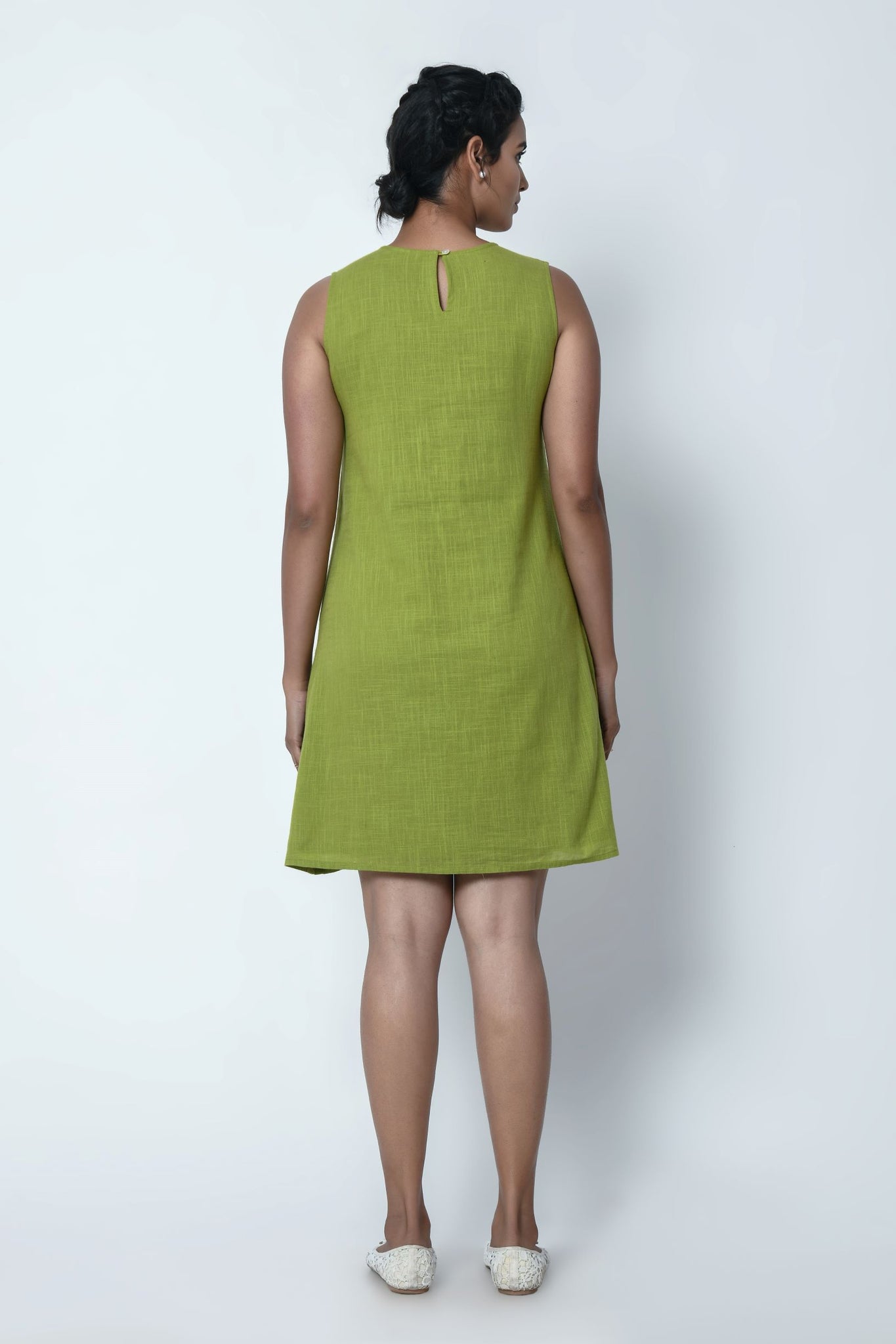 Phagun Mint Green Sleeveless Dress With Chikankari Embroidery