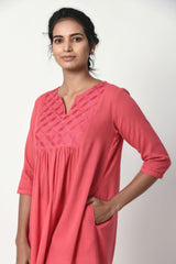 Phagun Dusty Pink Gathered Kurta