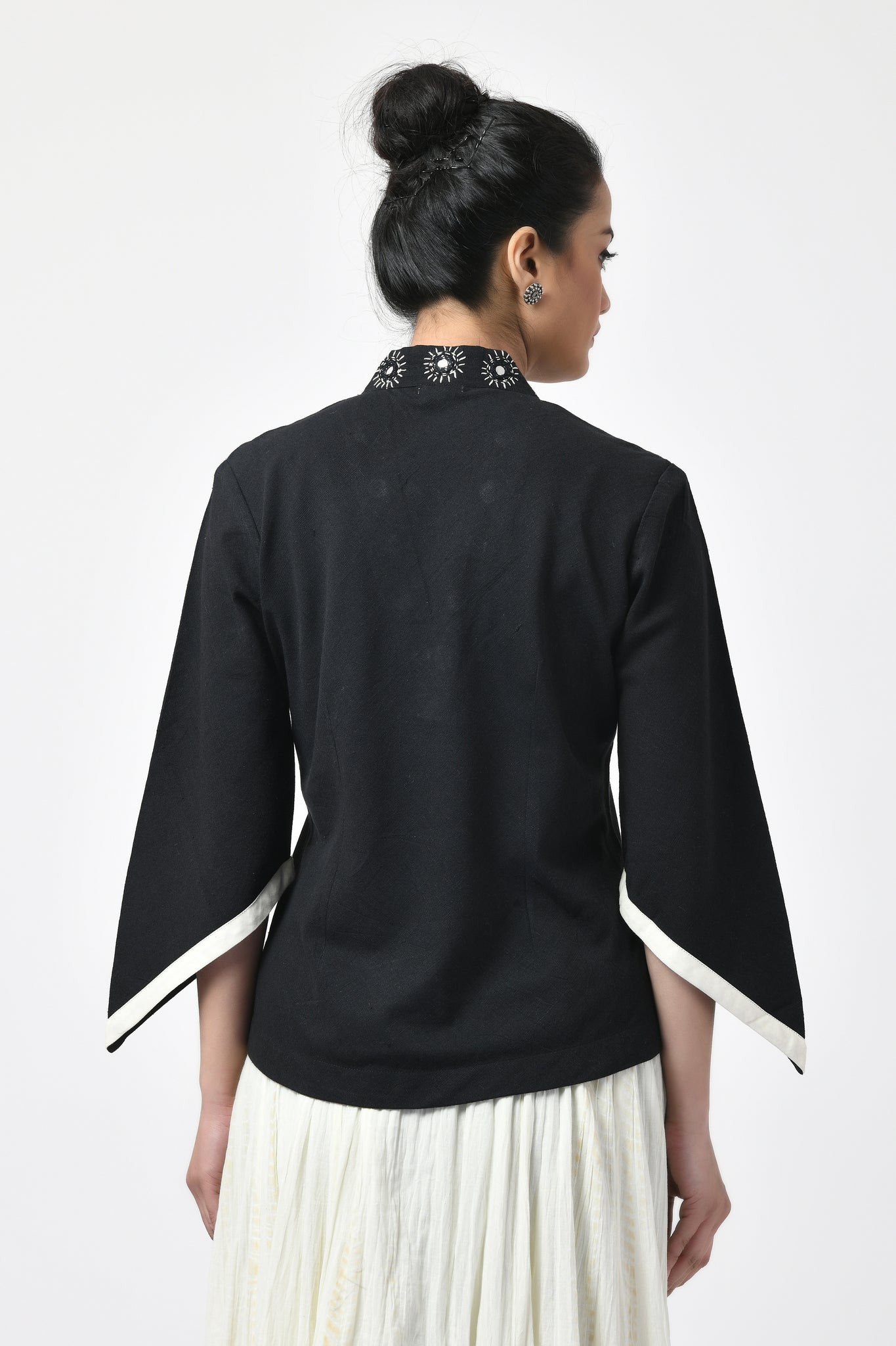 Black Mirror Embroidered Hand Woven Top