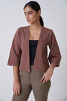 burgundy handwoven short jacket
